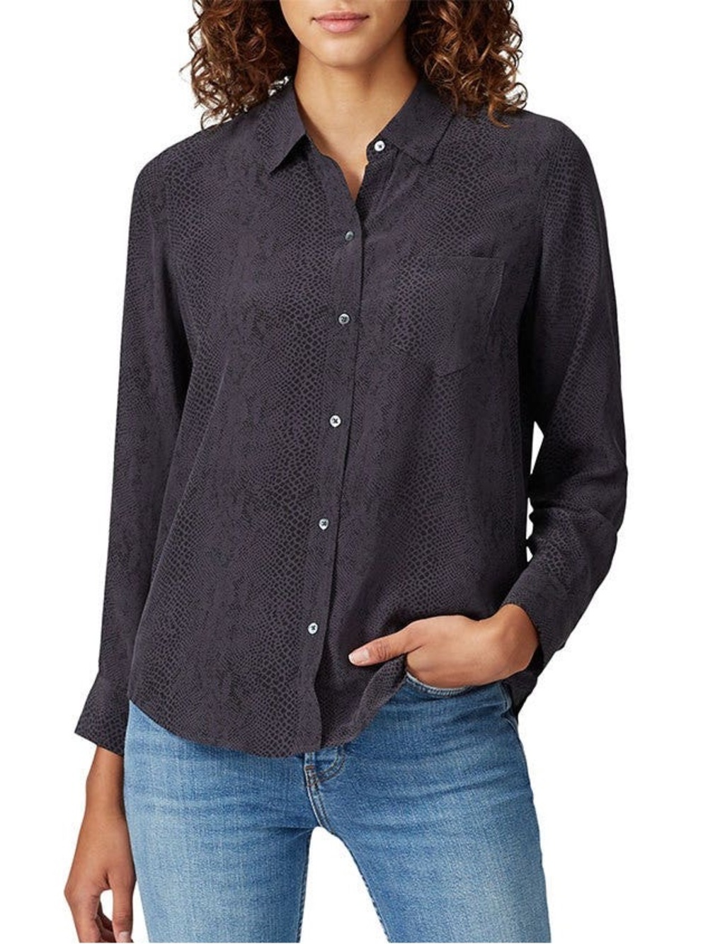 Rails Kate Cobra Print 100% Silk Button Front Top XL Relaxed Snake Classic Shirt
